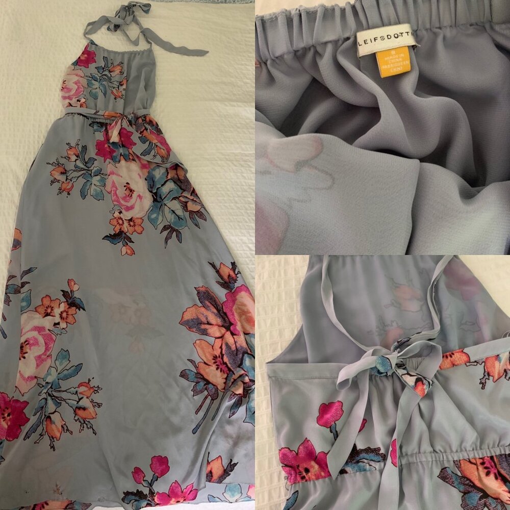 GORGEOUS silk halter tie Leifsdottir RARE "Three Act" dress. SIZE 8